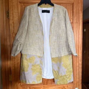 Zara Women's Blazer with Yellow and Gray Pattern